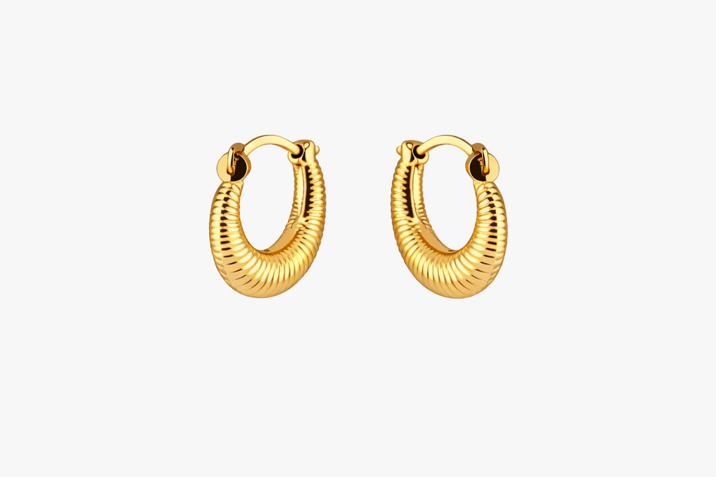Ribbed Crescent Earring